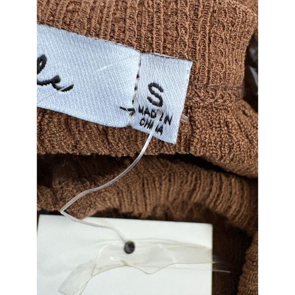 Culture Code Brown Textured Crinkled 3/4 Sleeve Top Shirt Basics Essential S - Picture 7 of 9